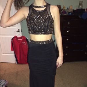 Black Two Piece Prom Dress- Size 0